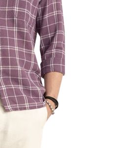 Custom <b>Men</b> Mauve Purple And <b>White</b> Plaid Cotton <b>Shirt</b> Long Sleeve Button Down <b>Casual</b> Checked <b>Shirt</b> OEM Factory Custom Fit Wear - Product Image 6