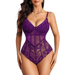 Solid Trader Elegant Design See Through Mesh Skinny <b>Bodysuit</b> For Party Wear Clubwear Clothing Women Body Suit - Product Image 1