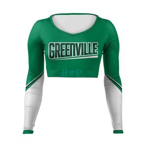 Haut court à manches longues pour uniforme de cheerleading, personnalisé par sublimation, pour femmes et filles, maillots de sport d'équipe, t-shirts, usine OEM ODM - Product Image 2
