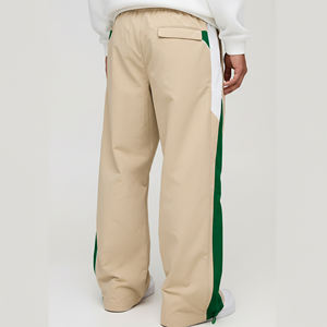 Pantalon de survêtement léger pour homme, style hip-hop, délavé, 100 % nylon, coupe-vent, avec empiècements color block, prix de gros abordable - Product Image 5