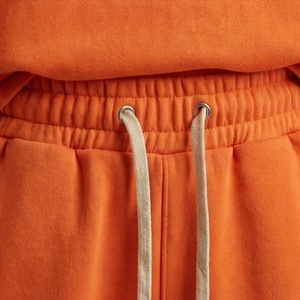 Ensemble de shorts tricotés 2 pièces orange pour femmes, col rond, manches courtes, coupe ample, couleur unie, décontracté, printemps-été - Product Image 5