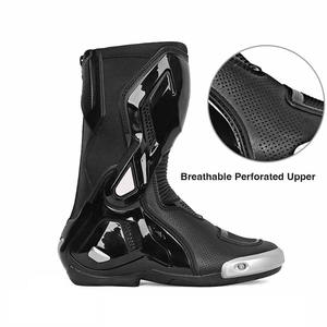 Chaussures de course moto professionnelles, bottes de moto mi-mollet protectrices, fermeture éclair latérale, logo personnalisé, sécurité motard, microfibre - Product Image 5