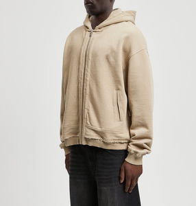 Best Quality Winter Vintage Style Men <b>Zip</b> Hoodie Relaxed Oversized Fit <b>Hooded</b> Jacket Plain Dyed Eco-Friendly Streetwear - Product Image 3