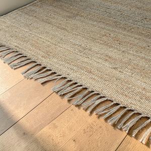 Alfombra de Yute Natural Hecha a Mano con Borlas, Ecológica, Tejida a Mano, Estilo Boho Rústico, para Sala de Estar, Dormitorio, Decoración de Piso - Product Image 2