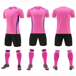 Ensemble de maillots de football pour garçons, sans manches, col en V, rose et blanc, respirant, anti-humidité, 100% polyester, uniforme - Product Image 2