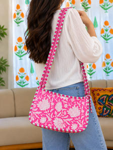 Sac à bandoulière matelassé en coton léger et écologique pour femme, motif floral coloré, style bohème, accessoire de mode pour usage quotidien - Product Image 4