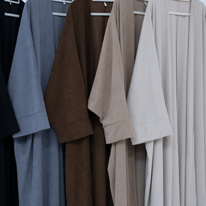 Hot Loriya Fashion Islamic Clothing Winter Abaya Corduroy Fabric Open Abaya Turkey Designs Women's Dresses <b>Cardigan</b> Plain Abaya - Product Image 4