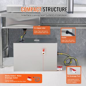Attrezzatura per Cucine Commerciali: Trappola per Grasso in Acciaio Inox da 40 LBS con Ingresso Superiore, Interceptor per Lavello 10 GPM - Product Image 5