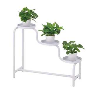 Pot carré moderne en céramique pour plantes succulentes, blanc avec support en métal doré, design minimaliste pour plantes de bureau - Product Image 3