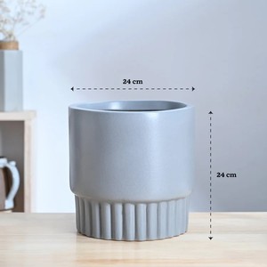 Maceta de Cerámica Moderna con Diseño de Cuadrícula, con Orificio de Drenaje, Esmalte Duradero, Elegante Soporte para Plantas de Interior - Product Image 5