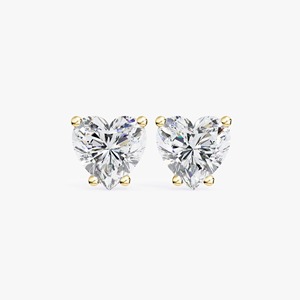 Boucles d'oreilles clous en diamant de laboratoire taille cœur 1 carat, or massif 14K, sertissage à griffes, style minimaliste, cadeau pour femme pour mariage, anniversaire ou fête - Product Image 5