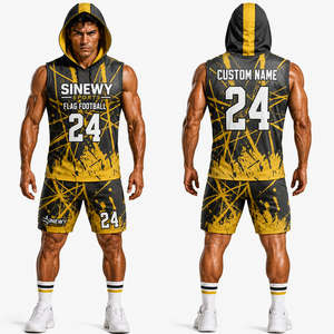 ชุดเสื้อเจอร์ซีย์ฟุตบอลแบบมีฮู้ดสำหรับผู้ชาย SINEWY พิมพ์ลายแบบ Sublimation ระบายเหงื่อได้ดี เสื้อกล้ามแขนกุด กางเกงขาสั้น สำหรับฤดูหนาว บริการ OEM - Product Image 1