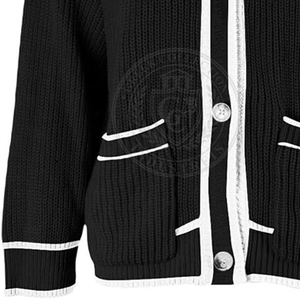 Sorority Custom Black <b>Cardigan</b> <b>White</b> Trim Acrylic <b>Knitted</b> Button Closure Greek Letter Embroidery Full Sleeve Women's Sweaters - Product Image 5