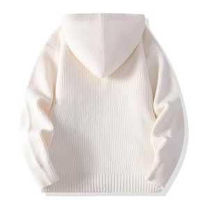 Unisex Knitted Hooded <b>Cardigan</b> Regular Sleeve Solid Color Button Front Regular Fit Casual Winter Wear 100% Cotton <b>Pocket</b> - Product Image 2
