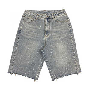 Shorts en jean baggy personnalisés pour hommes, style streetwear, qualité supérieure, écologiques, effet délavé soleil - Product Image 1