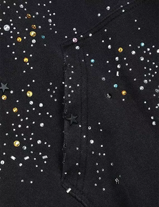 Unisex Popular Fashion Classic Loose Hooded Zipper Cotton Solid Color <b>Sticky</b> Rhinestones Spring Autumn Casual Hoodies - Product Image 6