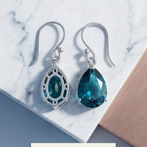 ต่างหูไฮโดรสีน้ำเงินขายดีที่สุด ยาว 6 นิ้ว ประดับเพชร CZ ห้อยระย้า เงินแท้ 925 ชุบทอง 18K ต่างหูแฟชั่นทันสมัย ของขวัญสำหรับเธอ - Product Image 2