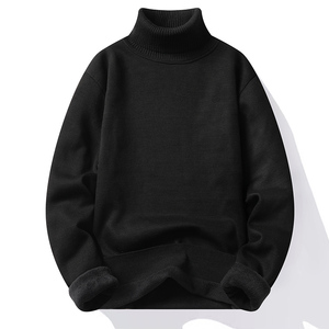 <b>Men's</b> <b>Turtleneck</b> Knitted Pullover Solid Color Casual Winter Sweater Regular Fit Long Sleeve <b>Red</b> - Product Image 2