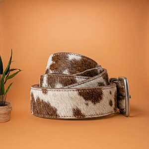 Riveted Cowhide Leather Square Buckle Heat-Transfer Printed Embroidery Solid Pattern Casual <b>Vintage</b> <b>Belt</b> Alloy Pin 3.5cm Width - Product Image 2