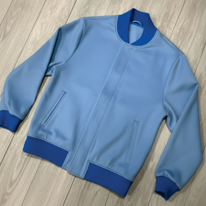 Chaqueta Bomber Azul para Hombre, Color Sólido, Cuello Camisero, Corte Regular, Material de Poliéster, Ropa Exterior Informal de Otoño, Cierre de Cremallera - Product Image 3