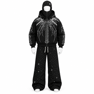 Hot Selling Fashionable Regular Fit Men Winter <b>Hooded</b> Casual Solid Printed Tracksuit 100% Cotton Breathable Quick Dry Tracksuit - Product Image 5