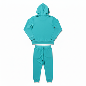 Men's Turquoise Hooded Stand Collar Zipper Tracksuit Two <b>Piece</b> Set Blue Side Stripe Sportswear with Zipper Pockets Custom Logo - Product Image 6