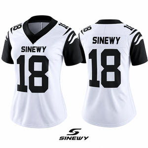 Sinewy Unisex White American <b>Football</b> <b>Jersey</b> V-Neck Short Sleeve Printed Plus Size Moisture Wicking Fitted Polyester Apparel - Product Image 6