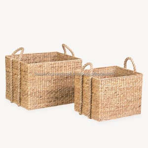 Wholesale Vietnamse Natural Water Hyacinth Seagrass Woven <b>Laundry</b> <b>Basket</b> Storage <b>Basket</b> - Product Image 6