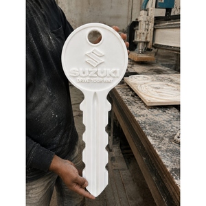 Premium <b>White</b> Resin Oversized Decorative Key Wall Art Custom CNC Router Engraved Logo Display Prop for Home Office Hotel Decor - Product Image 1