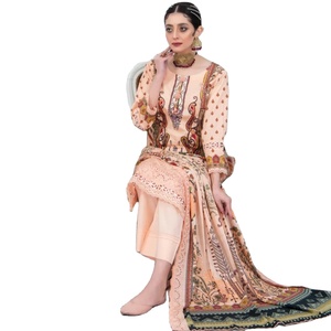 Meilleures ventes de designers pakistanais 100% costumes de pelouse Jacquard motif solide grande taille prix de gros - Product Image 1