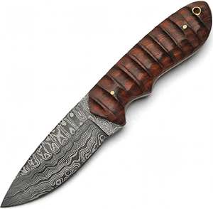 Cuchillo de Cocina Artesanal de Acero de Damasco con Mango de Madera Esculpida, Herramienta de Preparación - Product Image 1