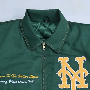 Green Men's <b>Waterproof</b> <b>Plus</b> <b>Size</b> Varsity <b>Jacket</b> Embroidered NY Logo Zipper Front Casual Woolen Winter Season <b>Jackets</b> OEM - Product Image 6