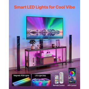 45\" LED-Lit <b>TV</b> <b>Stand</b> with Mount Entertainment Center Power Outlet Height Adjustable Console for <b>TVs</b> up to 75\" - Product Image 2