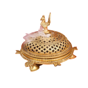 Quemador de incienso de latón con acabado antiguo y asa, accesorios indios para Pooja, proveedor mayorista, decoración para el hogar, hoteles y restaurantes - Product Image 1