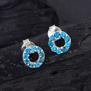 Trendy Solid 925 Sterling <b>Silver</b> Natural Neon Apatite Fine Earrings Semi-Precious Gemstone Handmade Wholesale Factory Bulk Price - Product Image 2