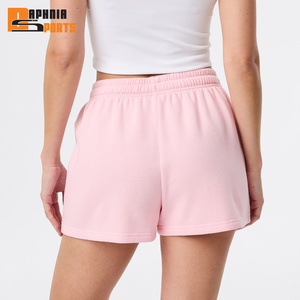 Pantalones Cortos Deportivos Personalizados con Logotipo, con Cordón, de Felpa, de Algodón, para Gimnasio, de Alta Calidad, Color Rosa, para Mujer - Product Image 3