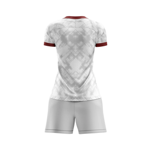 Conjunto Deportivo de Fútbol para Mujer con Diseño de Puntos Blanco-Gris y Borgoña, 100% Poliéster Transpirable, Sublimado - Product Image 4