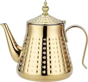 Designer Gold Metal <b>Tea</b> <b>Pot</b> Premium Stainless Steel <b>Tea</b> Serving <b>Pot</b> for Contemporary Kitchen and Table Presentation - Product Image 6