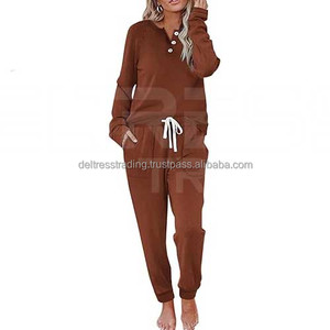 Haute qualité deux pièces tenues femmes décontracté à manches longues survêtements survêtement survêtement Premium hiver porter poches dernière conception - Product Image 3