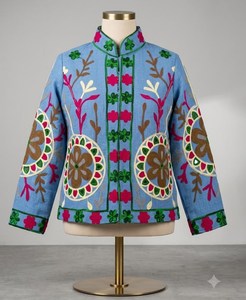 Veste en coton Suzani pour femmes de qualité supérieure, broderie florale faite à la main, qualité d'exportation, fabricant en gros - Product Image 1