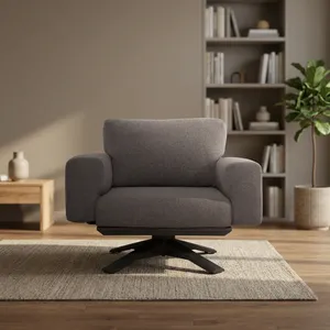 Sofá Moderno de Una Plaza con Respaldo Acolchado, Brazos Acolchados, Patas de Metal y Base Giratoria para Sala de Estar - Product Image 3