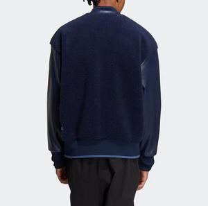 Blouson Bomber en Polaire pour Homme, Manches en Mélange de Laine, Col Montant, Fermeture Éclair, Style Décontracté pour l'Automne - Product Image 3