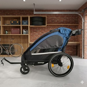 KS-200 Single-<b>Bike</b> Aluminum Alloy Convenient Trail Riding <b>Trailer</b> Independent Suspension 20" Air-filled Tires - Product Image 1