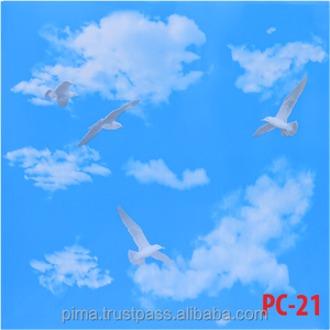 Panneaux de plafond pour décoration intérieure de salle de bain, dalles acoustiques artistiques en plastique, plafonds en PVC, film brillant en PVC vierge - Product Image 5