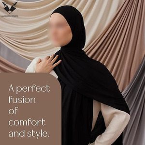 Classic <b>Black</b> Long <b>Wrap</b> Hijab Scarf Soft Fabric Stylish Modest Breathable Hijab Scarves for Women Daily Fashion All Seasons - Product Image 6
