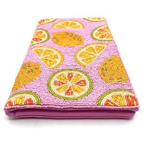 Handmade Rectangular <b>Purse</b> With <b>Pink</b> And Green Lime Pattern Embroidery Craft - Product Image 3