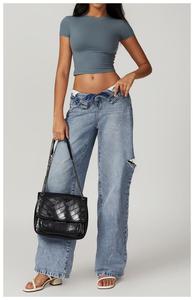 Women Slim Fit Baby Tee Custom Logo Cotton T Shirt Short Sleeve Casual Streetwear Y2K Fitted <b>Top</b> - Product Image 2