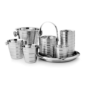 Cubo de Hielo de Acero Inoxidable Martillado, Recipiente Ovalado para Bebidas, Enfriador de Bebidas de Doble Pared para Fiestas y Bares - Product Image 5