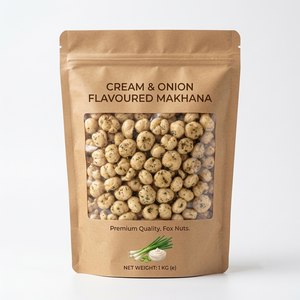 Makhana, Semillas de Loto Tostadas con Crema y Cebolla, Delicioso Snack Crujiente y Saludable para la Nutrición y Bienestar Diarios - Product Image 1