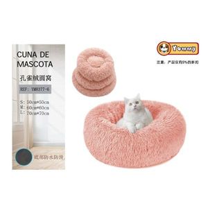 Cama Redonda de Terciopelo para Mascotas, Tamaños S, M, L, Suave y Cálida, Nido para Perros y Gatos, Base Impermeable - Product Image 6
